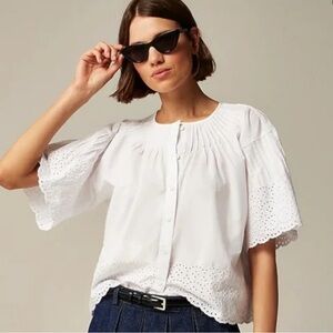 J. Crew Jolie Top in Eyelet Cotton Poplin